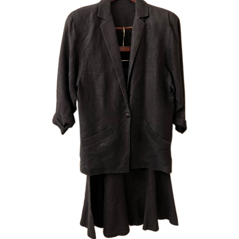 Finity Black Linen Skirt Set Size 8
